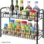 SVS Multi Pourpose Kitchen Spice Rack 2-Tier Foldable Stand for Kitchen Cabinet Bathroom Makeup Living Room Pantry Office, Matte Black Spice Rack Organizer for Countertop