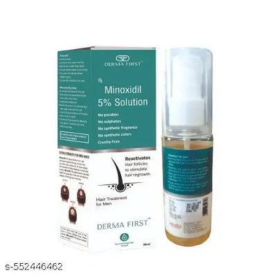 Derma First Minoxidil 5% Solution | Hair Regrowth Treatment for Men | Reactivates Hair Follicles | No Parabens & Sulphate | Promotes Thicker & Fuller Hair | 50ml I Pack of 1