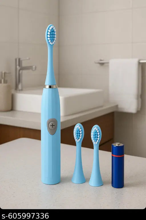 Premium Electric Toothbrush with 2 Extra Brush Heads & Battery Operated Oral Care Set