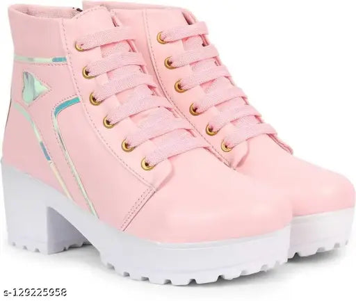 KRAFTER Latest High Heel Long Ankle Synthetic Leather Boots for Womens and Girls