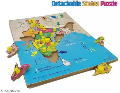Best collection Wooden Map of India Educational Jigsaw Puzzle, Indian State Puzzle, Wooden Map for Students, Multicolor