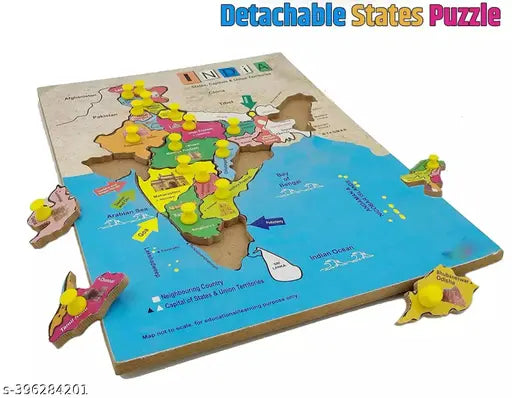 Best collection Wooden Map of India Educational Jigsaw Puzzle, Indian State Puzzle, Wooden Map for Students, Multicolor