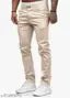 Men beige slim fit cotton trouser