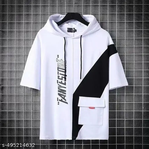 LIMITED STOCK ORDER NOW!!Mens Half Sleeve Hoodies Cotton Blend Tshirts, Best Cheap Price ,Top Quality, Party And Casual Wear-Fashion Style