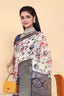 Zareena Navy Blue Colour Floral Print Cotton Saree with Contrast Border | Lightweight and Semi-Transparent Tussar-Look Saree for Daily Wear Under ₹300