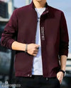 KOMAL ENTERPRISEZ. Men solid windcheater sporty jacket, has a stand collar, 2 pockets in side and 1pocket in iner side ,has a zip closure, long sleeves, straight hemline.feel comfy look and give amazing look with thi stylish windcheater