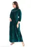 WOMENOIRE Women's Full Length Velvet winter Nighty (Green)
