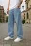 Veltick Loose Fit Mid Rise Light Blue Men Denim Jeans