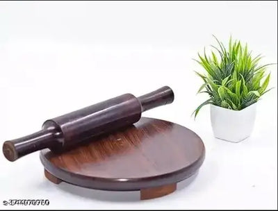 Kavishraj® Wooden Chakla Belan Rolling Pin Roti Chapati Maker 9 Inch Chakla Belan Combo Set for Kitchen Wooden Chapati Rolling Board with Belan Chakla Set