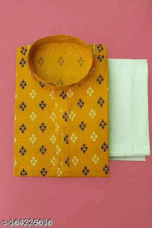 PRINTED YELLOW KURTA WITH BOTTOM
