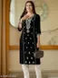 Trendy Embroidered Black Kurti for Women | V-Neck Stylish Rayon Kurta for Ladies
