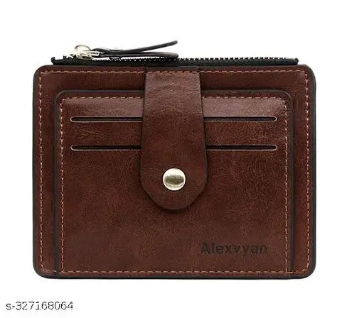 Alexvyan Brown Leather Credit Card, Debit Card, ID Card Holder and Wallet for Men & Women- 9 Card Holder 1 Zipper Coin & Money Pocket