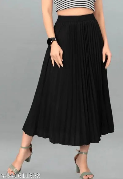 stylish fancy black pleated skirts for womens