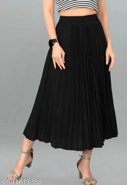 stylish fancy black pleated skirts for womens