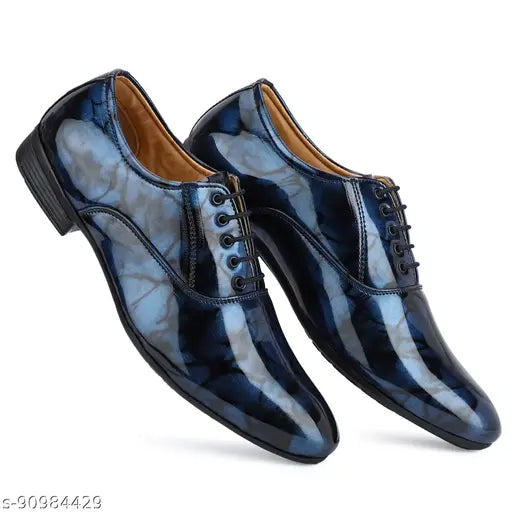 DESTA Men's Blue Partywear Patent Lace up Formal Shoe