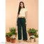 BIG MINISTER Women’s Pleated Palazzo Pants – High Waist, Flowy & Comfortable Bottomwear for Women and Girls ( DARK GREEN)