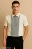 “Vertical Dual Tone Men Zip Polo half sleeves T-shirt– gray & White Edition”