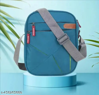 Zovira Blue Sling Bag Nylon Sling Cross Body One Side Shoulder Bag for Men and Women (Black, 25x16x7.5 cm) Pack Of 1