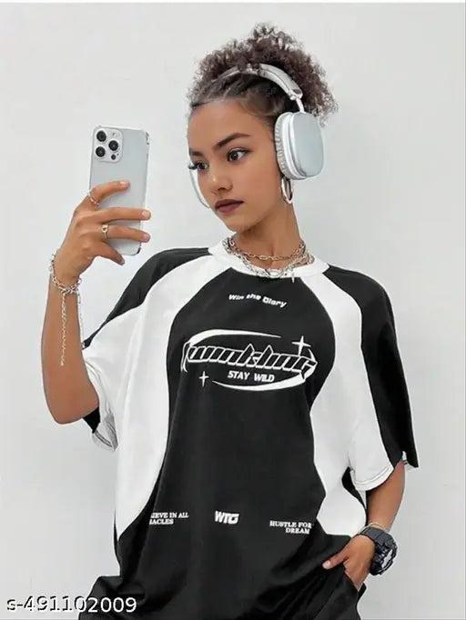 Twinkle-Black-White-T Shirt-For Grils And Women