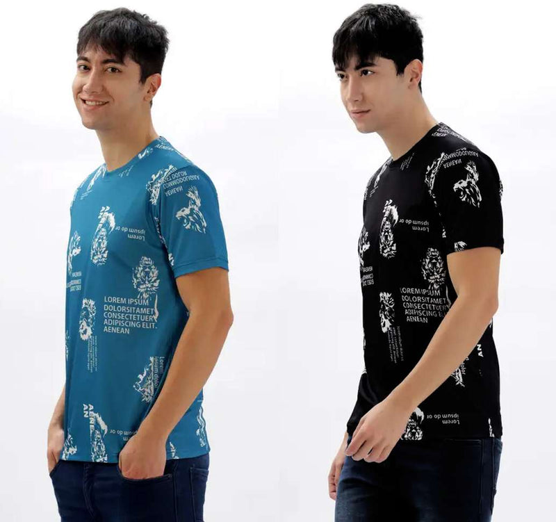 Cool Printed Men's Multicolor T-Shirt (Pack of 2)