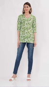 Fresh Green Floral Print Women's Kurta