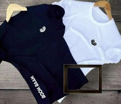 Contrast Solid Men's White & Black T-Shirt