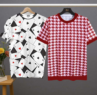 Dual Tone Purple & Maroon Printed Men's T-Shirt