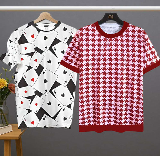 Dual Tone Purple & Maroon Printed Men's T-Shirt