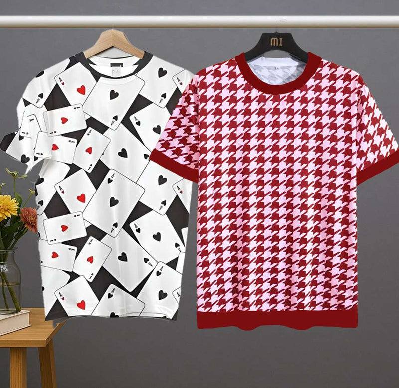 Dual Tone Purple & Maroon Printed Men's T-Shirt