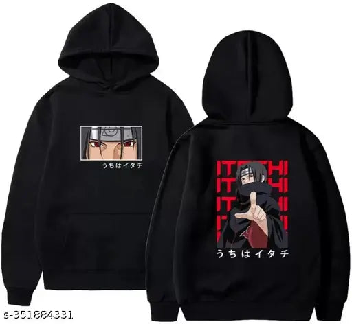 PEZOZ Men Anime Casual Sweatshirt Hooded for Men Regular fit Jujutsu Sweatshirt Goku Satoru Fleece Black Full Sleeve
