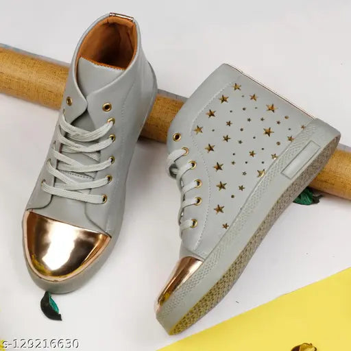 KRAFTER Comfortable Lightweight Flat High Ankle Heel Casual Sneaker Boots for Women's And Girls