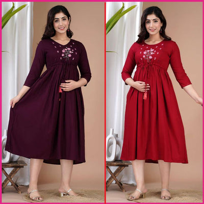 Elegant Maroon Printed Women's Kurta