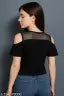 Cold-Shoulder Black Top with Sheer Panel