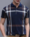 GESPO Men's Checked Polo Navy Blue Tshirts