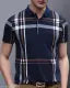 GESPO Men's Checked Polo Navy Blue Tshirts