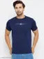 First Krush Mens Cotton Blend Navy Casual Wear Regular Fit Printed Tshirt