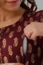 Women Printed Rayon Maroon Maternity And Feeding Kurta