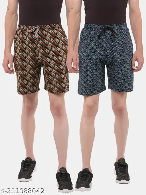 Dollar Pack of 2 All Over Print Stylish Men Bermuda With One Side Zipper