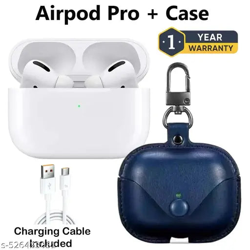 Airpod Pro White, True Wireless Bluetooth Headphone and Earphone, Airpod Pro True Wireless Bluetooth Earphones with long Hours of Playtime, with Blue Case, Compatible for all Smartphones