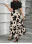 Stylish Black & Beige Floral Maxi Dress for Women | Elegant Fit & Flare Western Dress | Partywear Long Dress with Puff Sleeves