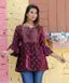 Kayam fashionable Short kurti | Flared sleeves short sleeves kurti | Short sleeves fashionable kurti | Embroidered short sleeves kurti for women | womens party wear kurti |