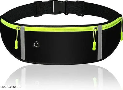 Running Waist Belt for Women & Men Sweat Rainproof Phone Holder with Adjustable Strap & 3 Pockets Headphone Hole WaistBag for All Kind of Phone-Sports, Yoga, Workout & Outdoor Activities- Black