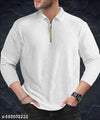 EMPORIUM Men Fashion Cotton Blend T-Shirt | Men Full Sleeve Casual Regular Fit T Shirt | Stylish Trendy Solid Men Mandarin Collar Full Sleeves Combo T-Shirt for Men | Laple collar t-shirt