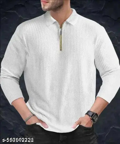 EMPORIUM Men Fashion Cotton Blend T-Shirt | Men Full Sleeve Casual Regular Fit T Shirt | Stylish Trendy Solid Men Mandarin Collar Full Sleeves Combo T-Shirt for Men | Laple collar t-shirt