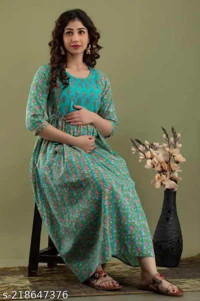 Women's Rayon Maternity Dress || Pregnancy Dress/easy Breast Feeding/breastfeeding Dress || Western Dress with Zippers for Nursing Pre and Post Pregnancy.