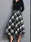 Zelzis Flared Black Check Cotton Skirt for Daily and Office Use
