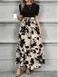 Stylish Black & Beige Floral Maxi Dress for Women | Elegant Fit & Flare Western Dress | Partywear Long Dress with Puff Sleeves