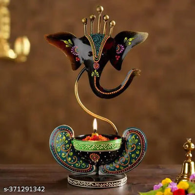Handicrafy Vinayaka/ Ganesha Ji / Iron Table Decorative showpiece Tealight Candle Holder / Diya Holder / Loban Dhoop / Incense Burner / Ganesha Tea Light Candle Holder for Dewali Decoration, Diwali Gift, Corporate Gift, Table Decor, Pooja Room Decor
