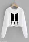 BTS Tshirt K-pop Band Printed Regular Round Neck Cotton White T-Shirt for Women's /girl