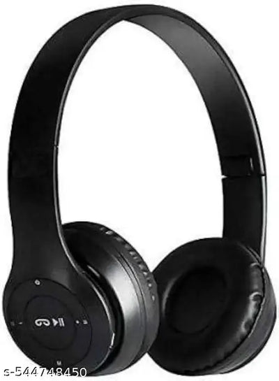 P 47 Wireless Bluetooth Sports Headphones with Microphone | On-Ear Bluetooth Headset for Active Lifestyles | Ideal for Gym, Running, and Travel (Black)